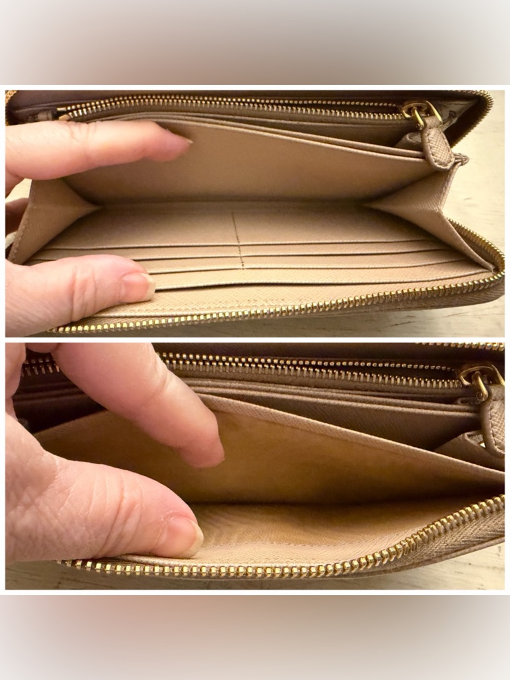 Prada Beige Saffiano Leather Zip-Around Wallet - Picture 11 of 15